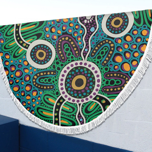 Australia Aboriginal Beach Blanket - A Dot Painting In The Style Of Indigenous Australian Art Beach Blanket Australia Aboriginal Beach Blanket - A Dot Painting In The Style Of Indigenous Australian Art Beach Blanket