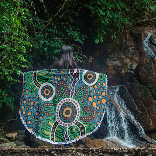 Australia Aboriginal Beach Blanket - A Dot Painting In The Style Of Indigenous Australian Art Beach Blanket Australia Aboriginal Beach Blanket - A Dot Painting In The Style Of Indigenous Australian Art Beach Blanket