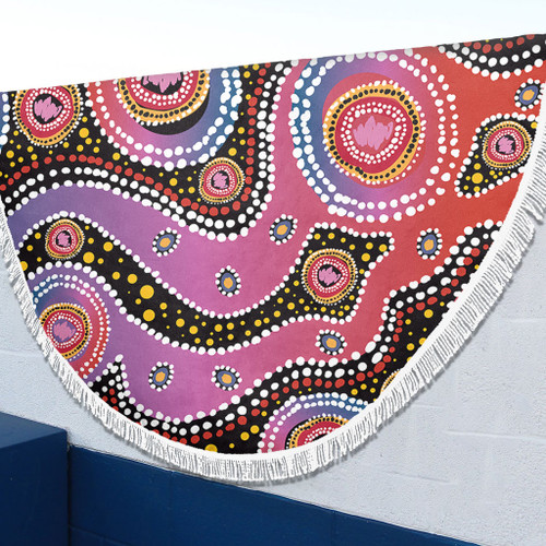 Australia Aboriginal Beach Blanket - Aboriginal Background Featuring Dot Design Beach Blanket Australia Aboriginal Beach Blanket - Aboriginal Background Featuring Dot Design Beach Blanket