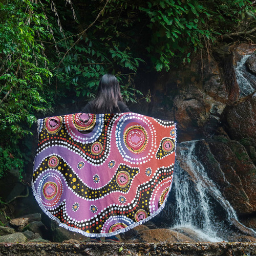 Australia Aboriginal Beach Blanket - Aboriginal Background Featuring Dot Design Beach Blanket Australia Aboriginal Beach Blanket - Aboriginal Background Featuring Dot Design Beach Blanket