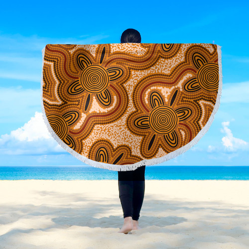 Australia Aboriginal Beach Blanket - Aboriginal Art Background Connection Concept Beach Blanket Australia Aboriginal Beach Blanket - Aboriginal Art Background Connection Concept Beach Blanket