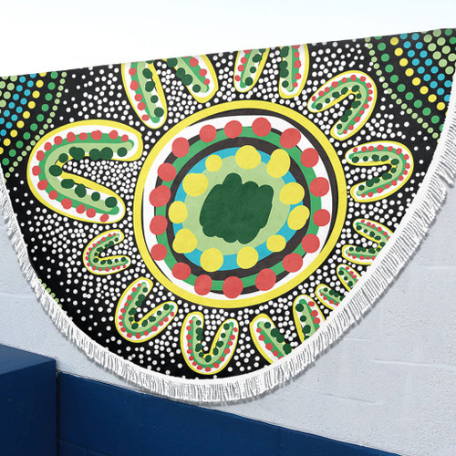 Australia Aboriginal Beach Blanket - Aboriginal Art Painting Decorated With The Colorful Dots Beach Blanket Australia Aboriginal Beach Blanket - Aboriginal Art Painting Decorated With The Colorful Dots Beach Blanket