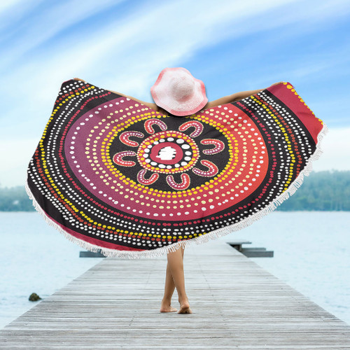 Australia Aboriginal Beach Blanket - Aboriginal Dot Art Design Beach Blanket Australia Aboriginal Beach Blanket - Aboriginal Dot Art Design Beach Blanket