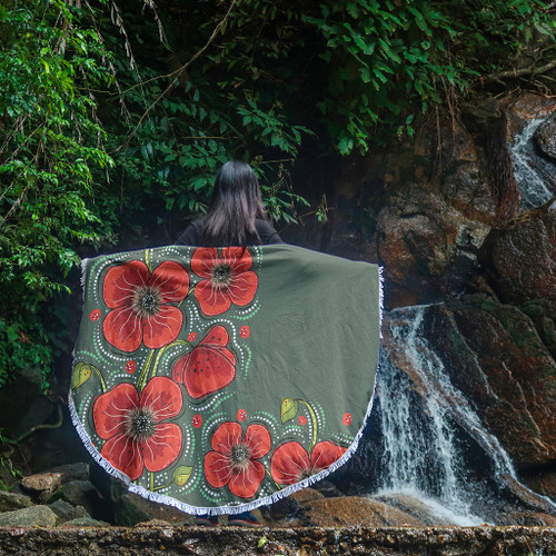 Australia Aboriginal Beach Blanket - Aboriginal Style Australian Poppy Flower Background Beach Blanket Australia Aboriginal Beach Blanket - Aboriginal Style Australian Poppy Flower Background Beach Blanket