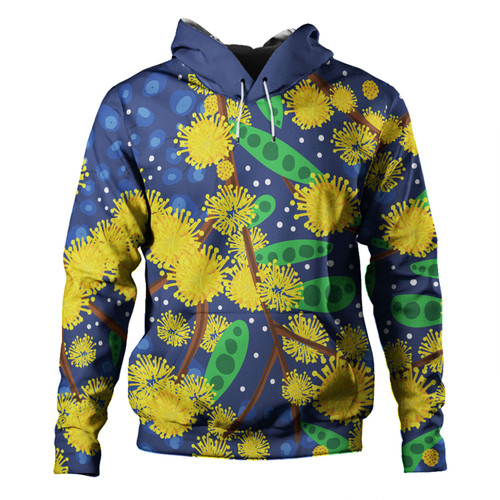 Australia Aboriginal Hoodie - Australian Yellow Wattle Flower Artwork Hoodie