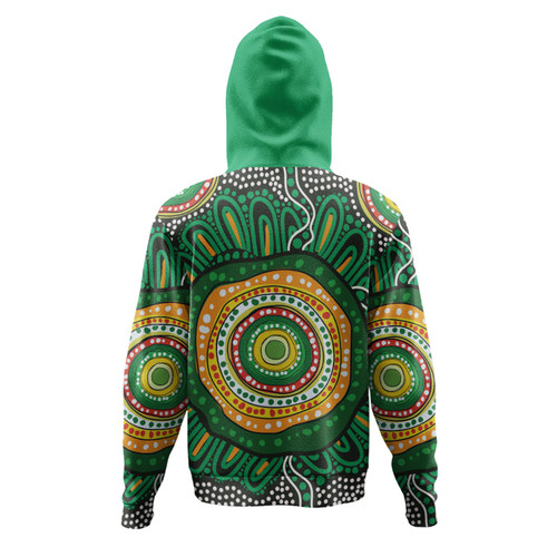 Australia Aboriginal Hoodie - Green Aboriginal Style Dot Painting Hoodie