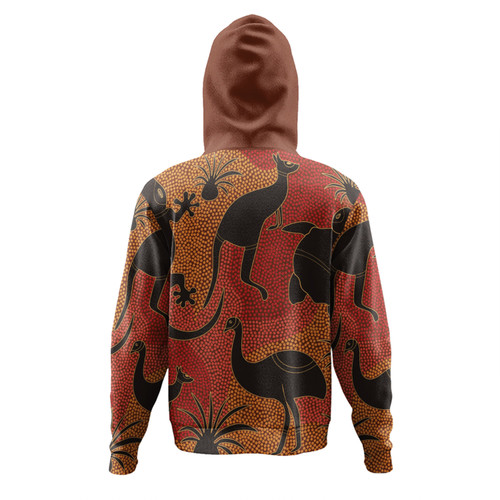 Australia Aboriginal Hoodie - Aboriginal Dot Art With Animals Hoodie Australia Aboriginal Hoodie - Aboriginal Dot Art With Animals Hoodie