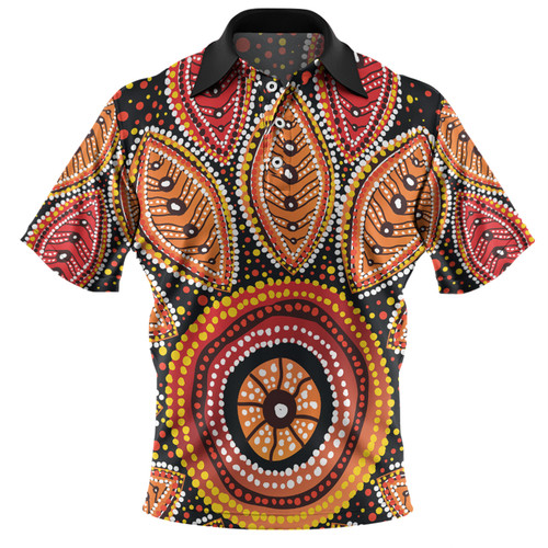 Australia Aboriginal Polo Shirt - Beautiful Dotted Leaves Aboriginal Art Background Polo Shirt