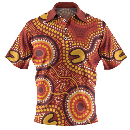 Australia Aboriginal Polo Shirt - Connection Concept Dot Aboriginal Colorful Painting Polo Shirt