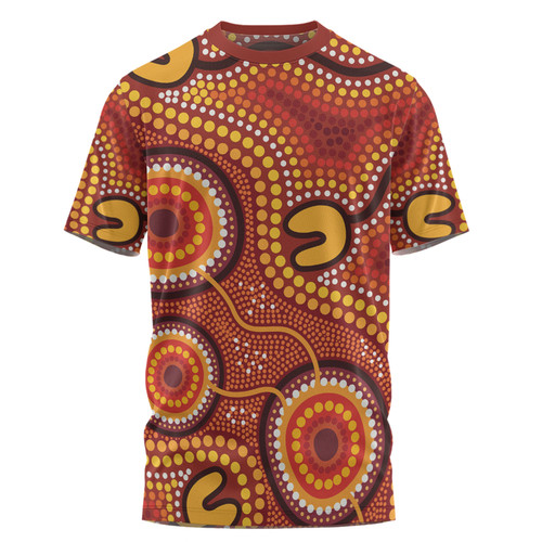 Australia Aboriginal T-shirt - Connection Concept Dot Aboriginal Colorful Painting T-shirt