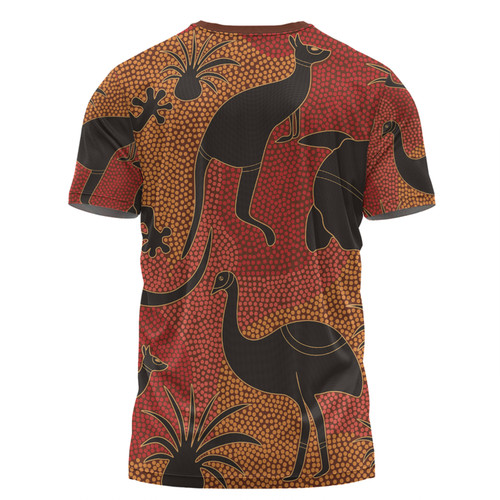 Australia Aboriginal T-shirt - Aboriginal Dot Art With Animals T-shirt Australia Aboriginal T-shirt - Aboriginal Dot Art With Animals T-shirt