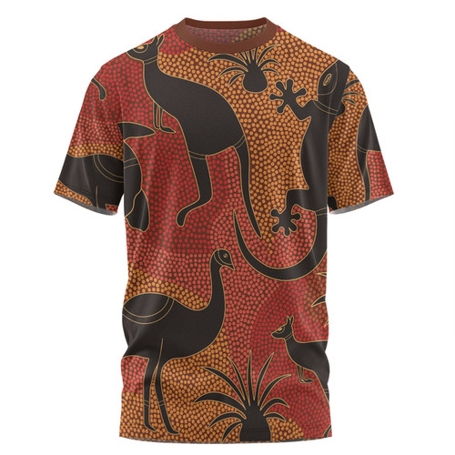 Australia Aboriginal T-shirt - Aboriginal Dot Art With Animals T-shirt