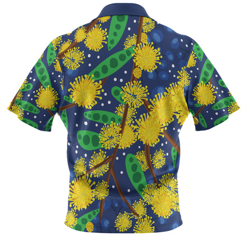 Australia Aboriginal Hawaiian Shirt - Australian Yellow Wattle Flower Artwork Hawaiian Shirt Australia Aboriginal Hawaiian Shirt - Australian Yellow Wattle Flower Artwork Hawaiian Shirt