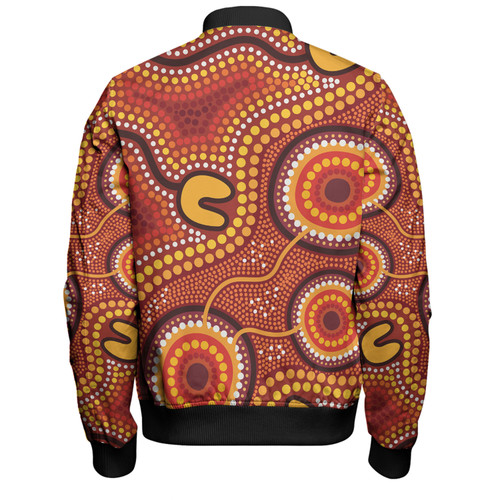 Australia Aboriginal Bomber Jacket - Connection Concept Dot Aboriginal Colorful Painting Bomber Jacket Australia Aboriginal Bomber Jacket - Connection Concept Dot Aboriginal Colorful Painting Bomber Jacket