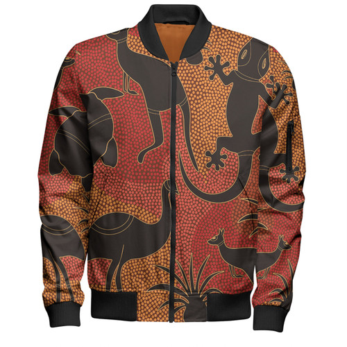 Australia Aboriginal Bomber Jacket - Aboriginal Dot Art With Animals Bomber Jacket