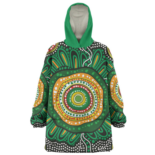 Australia Aboriginal Snug Hoodie - Green Aboriginal Style Dot Painting Snug Hoodie
