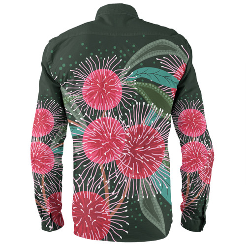 Australia Aboriginal Long Sleeve Shirt - Australian Hakea Flowers Painting In Aboriginal Style Long Sleeve Shirt Australia Aboriginal Long Sleeve Shirt - Australian Hakea Flowers Painting In Aboriginal Style Long Sleeve Shirt