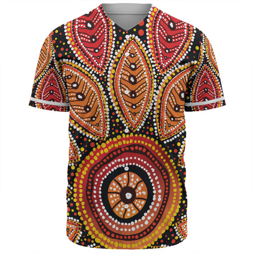 Australia Aboriginal Baseball Shirt - Beautiful Dotted Leaves Aboriginal Art Background Baseball Shirt