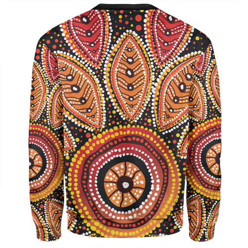 Australia Aboriginal Sweatshirt - Beautiful Dotted Leaves Aboriginal Art Background Sweatshirt Australia Aboriginal Sweatshirt - Beautiful Dotted Leaves Aboriginal Art Background Sweatshirt