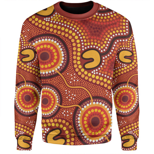 Australia Aboriginal Sweatshirt - Connection Concept Dot Aboriginal Colorful Painting Sweatshirt