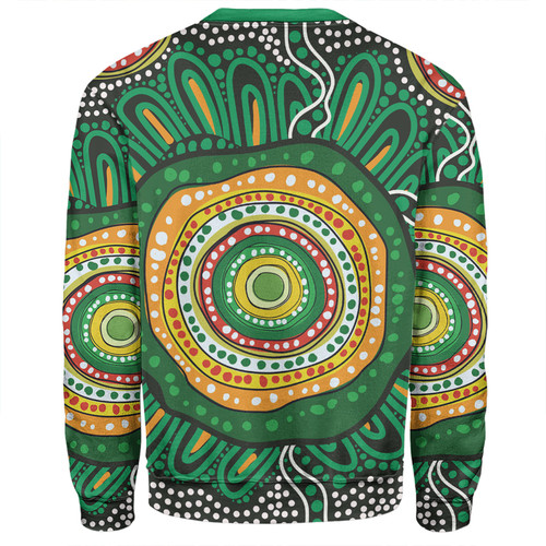 Australia Aboriginal Sweatshirt - Green Aboriginal Style Dot Painting Sweatshirt Australia Aboriginal Sweatshirt - Green Aboriginal Style Dot Painting Sweatshirt
