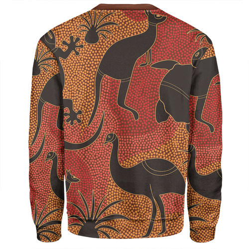 Australia Aboriginal Sweatshirt - Aboriginal Dot Art With Animals Sweatshirt Australia Aboriginal Sweatshirt - Aboriginal Dot Art With Animals Sweatshirt