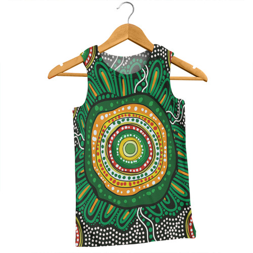 Australia Aboriginal Men Singlet - Green Aboriginal Style Dot Painting Men Singlet