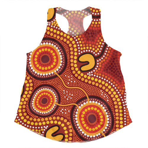 Australia Aboriginal Women Racerback Singlet - Connection Concept Dot Aboriginal Colorful Painting Women Racerback Singlet