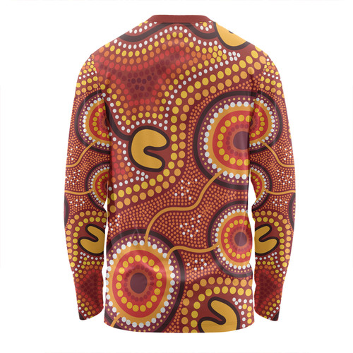 Australia Aboriginal Long Sleeve T-shirt - Connection Concept Dot Aboriginal Colorful Painting Long Sleeve T-shirt