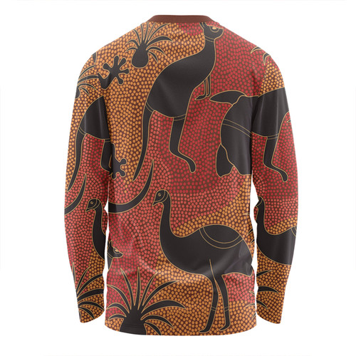 Australia Aboriginal Long Sleeve T-shirt - Aboriginal Dot Art With Animals Long Sleeve T-shirt Australia Aboriginal Long Sleeve T-shirt - Aboriginal Dot Art With Animals Long Sleeve T-shirt
