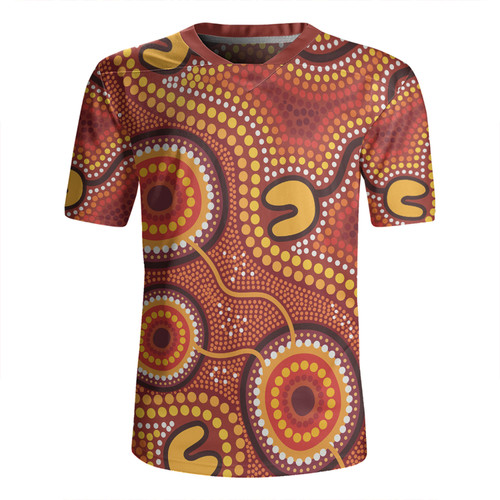 Australia Aboriginal Rugby Jersey - Connection Concept Dot Aboriginal Colorful Painting Rugby Jersey