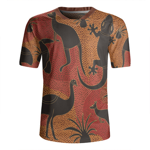 Australia Aboriginal Rugby Jersey - Aboriginal Dot Art With Animals Rugby Jersey