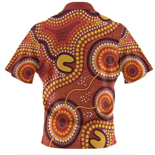 Australia Aboriginal Zip Polo Shirt - Connection Concept Dot Aboriginal Colorful Painting Zip Polo Shirt Australia Aboriginal Zip Polo Shirt - Connection Concept Dot Aboriginal Colorful Painting Zip Polo Shirt
