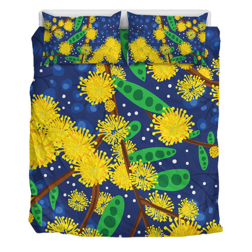 Australia Aboriginal Bedding Set - Australian Yellow Wattle Flower Artwork Bedding Set Australia Aboriginal Bedding Set - Australian Yellow Wattle Flower Artwork Bedding Set
