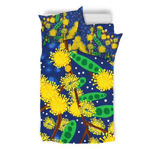 Australia Aboriginal Bedding Set - Australian Yellow Wattle Flower Artwork Bedding Set Australia Aboriginal Bedding Set - Australian Yellow Wattle Flower Artwork Bedding Set