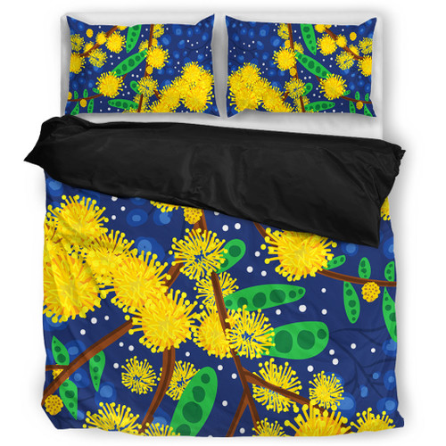 Australia Aboriginal Bedding Set - Australian Yellow Wattle Flower Artwork Bedding Set Australia Aboriginal Bedding Set - Australian Yellow Wattle Flower Artwork Bedding Set