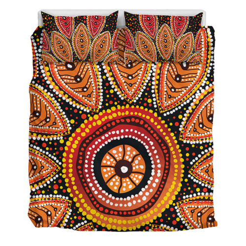 Australia Aboriginal Bedding Set - Beautiful Dotted Leaves Aboriginal Art Background Bedding Set Australia Aboriginal Bedding Set - Beautiful Dotted Leaves Aboriginal Art Background Bedding Set