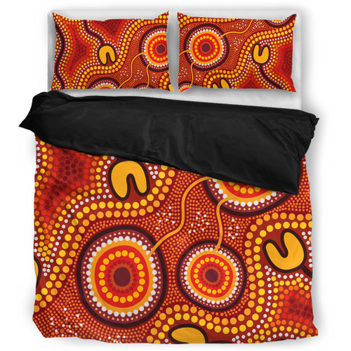 Australia Aboriginal Bedding Set - Connection Concept Dot Aboriginal Colorful Painting Bedding Set Australia Aboriginal Bedding Set - Connection Concept Dot Aboriginal Colorful Painting Bedding Set