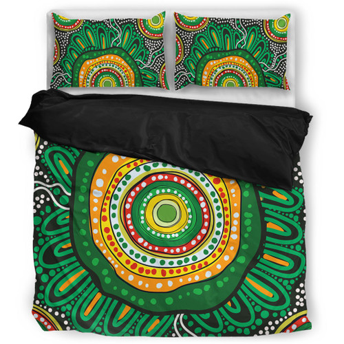Australia Aboriginal Bedding Set - Green Aboriginal Style Dot Painting Bedding Set Australia Aboriginal Bedding Set - Green Aboriginal Style Dot Painting Bedding Set