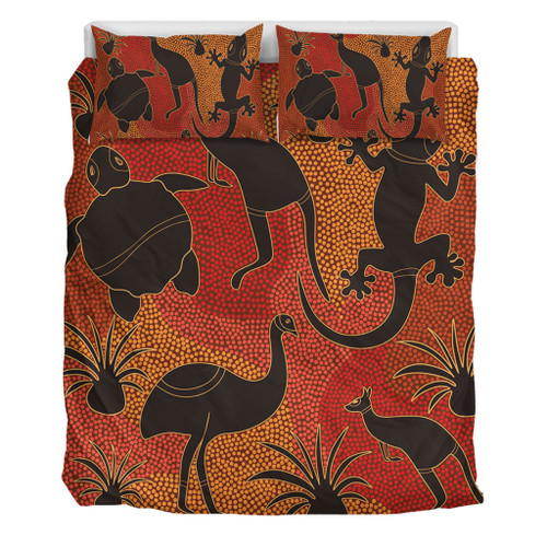 Australia Aboriginal Bedding Set - Aboriginal Dot Art With Animals Bedding Set Australia Aboriginal Bedding Set - Aboriginal Dot Art With Animals Bedding Set
