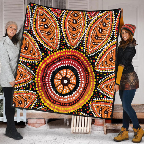 Australia Aboriginal Quilt - Beautiful Dotted Leaves Aboriginal Art Background Quilt Australia Aboriginal Quilt - Beautiful Dotted Leaves Aboriginal Art Background Quilt