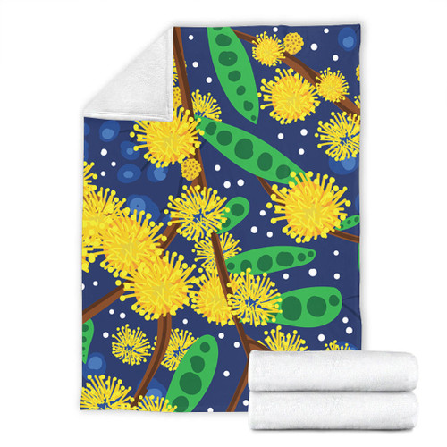 Australia Aboriginal Blanket - Australian Yellow Wattle Flower Artwork Blanket