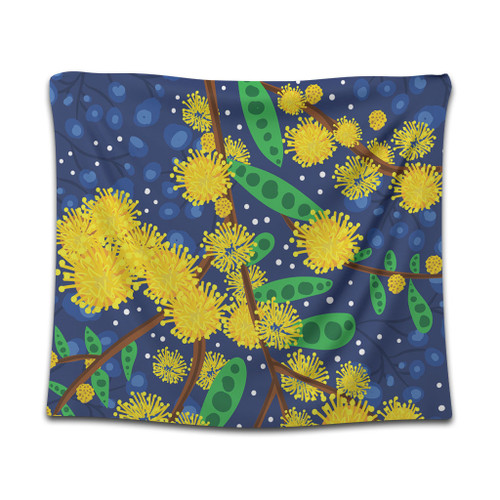 Australia Aboriginal Tapestry - Australian Yellow Wattle Flower Artwork Tapestry Australia Aboriginal Tapestry - Australian Yellow Wattle Flower Artwork Tapestry
