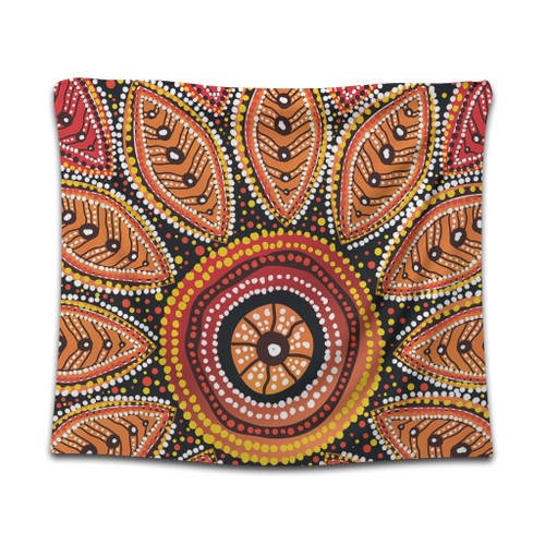 Australia Aboriginal Tapestry - Beautiful Dotted Leaves Aboriginal Art Background Tapestry Australia Aboriginal Tapestry - Beautiful Dotted Leaves Aboriginal Art Background Tapestry