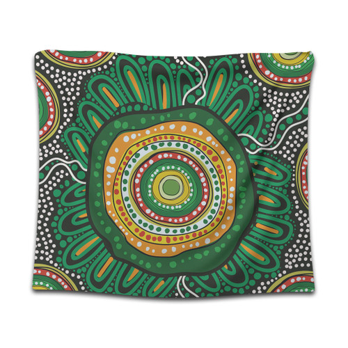 Australia Aboriginal Tapestry - Green Aboriginal Style Dot Painting Tapestry Australia Aboriginal Tapestry - Green Aboriginal Style Dot Painting Tapestry
