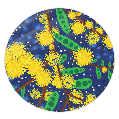 Australia Aboriginal Round Rug - Australian Yellow Wattle Flower Artwork Round Rug Australia Aboriginal Round Rug - Australian Yellow Wattle Flower Artwork Round Rug