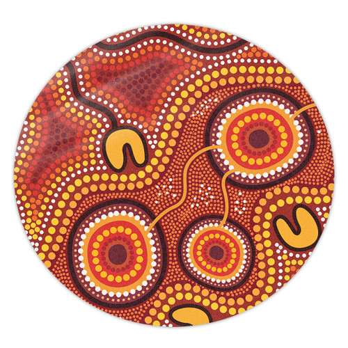 Australia Aboriginal Round Rug - Connection Concept Dot Aboriginal Colorful Painting Round Rug