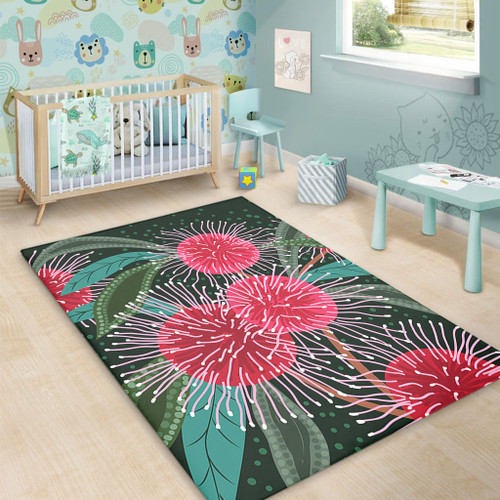 Australia Aboriginal Area Rug - Australian Hakea Flowers Painting In Aboriginal Style Area Rug Australia Aboriginal Area Rug - Australian Hakea Flowers Painting In Aboriginal Style Area Rug