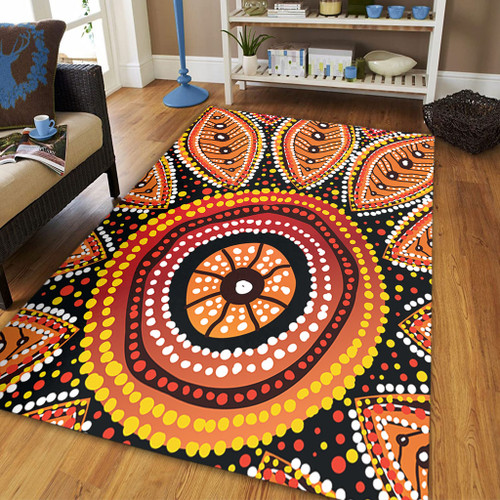 Australia Aboriginal Area Rug - Beautiful Dotted Leaves Aboriginal Art Background Area Rug Australia Aboriginal Area Rug - Beautiful Dotted Leaves Aboriginal Art Background Area Rug
