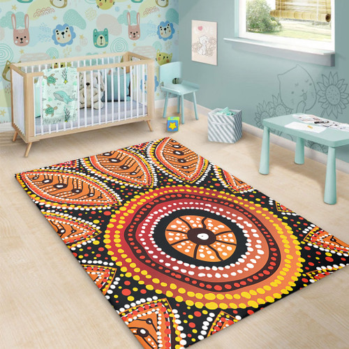 Australia Aboriginal Area Rug - Beautiful Dotted Leaves Aboriginal Art Background Area Rug Australia Aboriginal Area Rug - Beautiful Dotted Leaves Aboriginal Art Background Area Rug